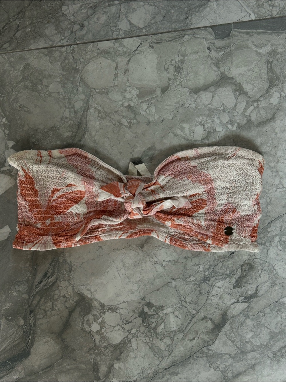 Roxy Cream and Rust Floral Tie-Front Bandeau